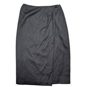 LIZ CLAIBORNE Collection Vintage Long Black Wrap Maxi Skirt Wool Blend Lined 14